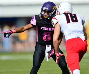 Deion Jones had two of UW-Stevens Point's four interceptions in Saturday's win. (Photo by Jack McLaughlin)