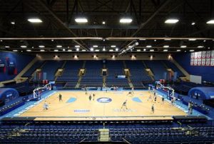 Babson men's basketball practicing at Salem Civic Center (Courtesy: Babson Athletics)